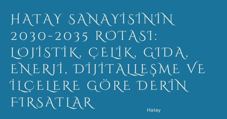 Hatay Sanayisinin 2030-2035 Rotası: Lojistik, Çelik, Gıda, Enerji, Dijitalleşme ve İlçelere Göre Derin Fırsatlar