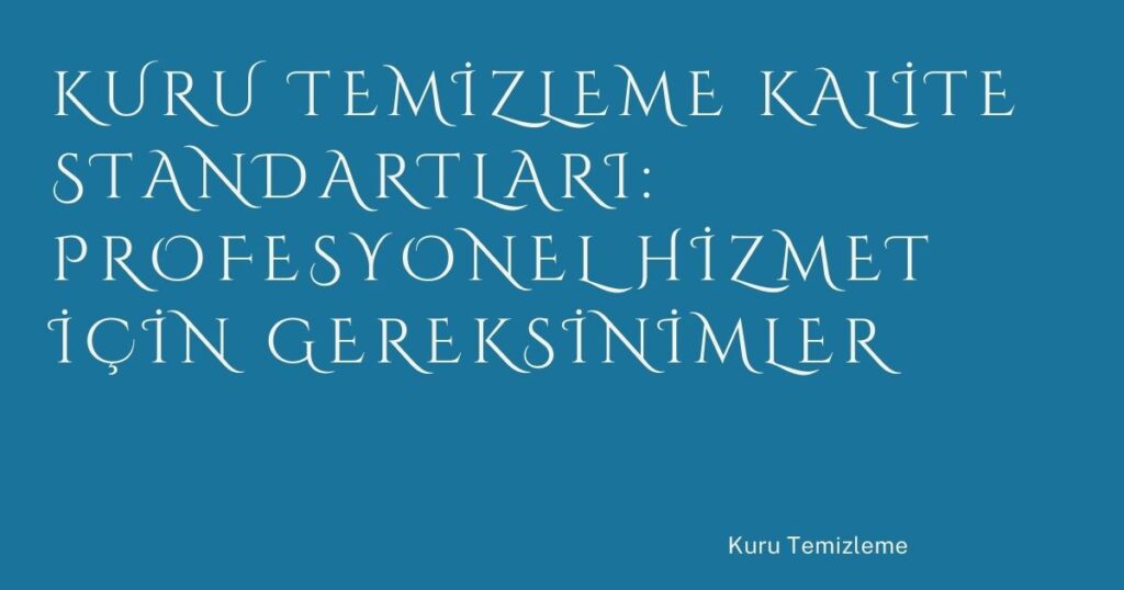 Kuru Temizleme Kalite Standartları: Profesyonel Hizmet İçin Gereksinimler