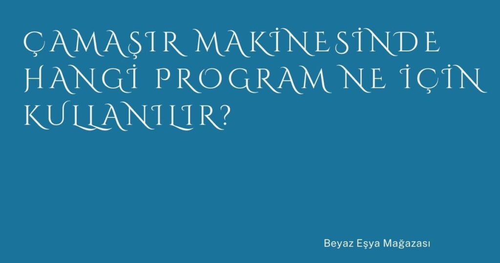 Çamaşır Makinesinde Hangi Program Ne İçin Kullanılır?