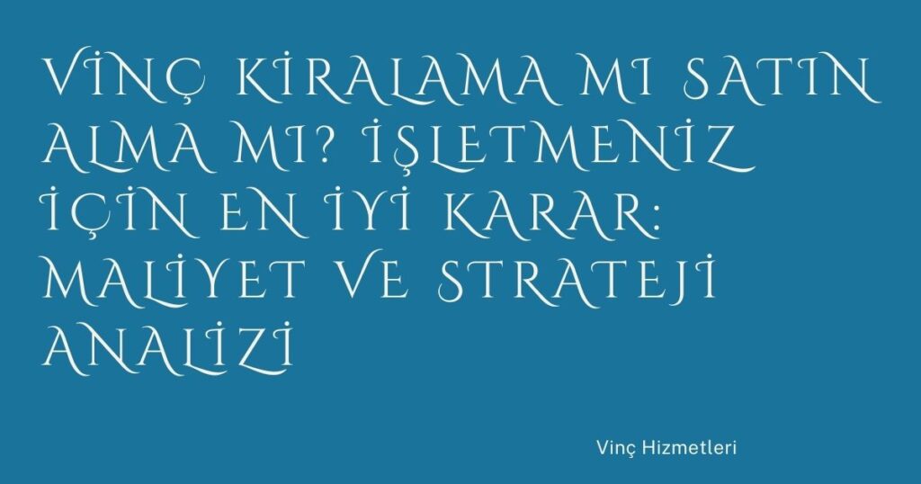 Vinç Kiralama mı Satın Alma mı? İşletmeniz İçin En İyi Karar: Maliyet ve Strateji Analizi