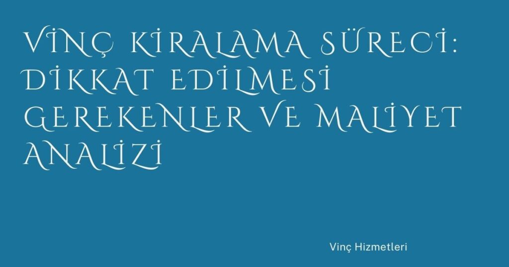 Vinç Kiralama Süreci: Dikkat Edilmesi Gerekenler ve Maliyet Analizi