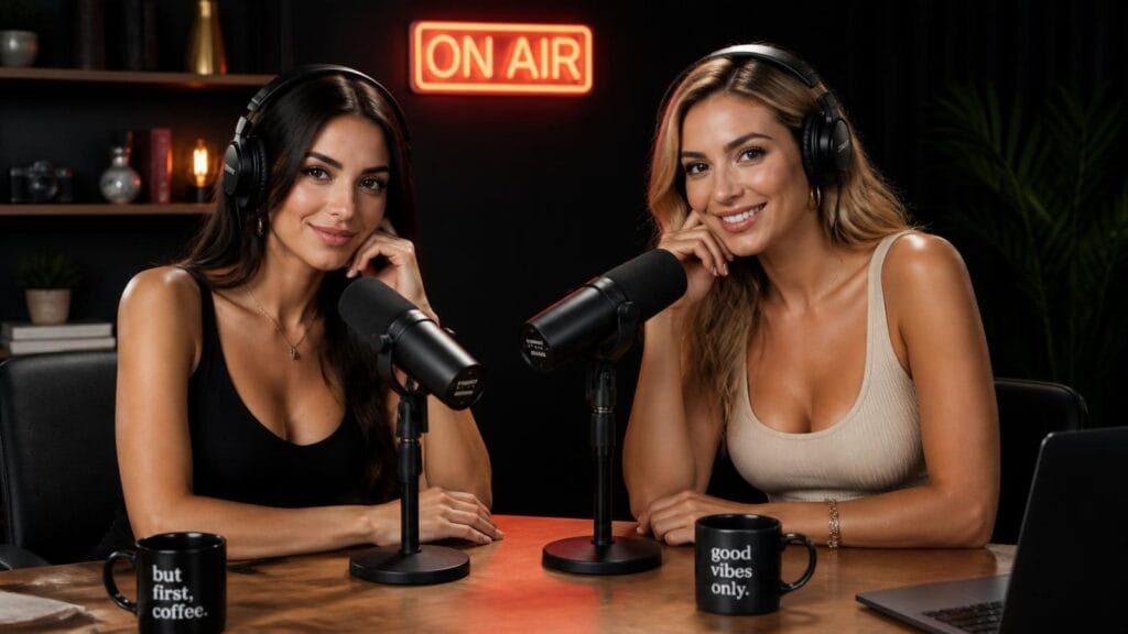 Podcast Çekiminde Kamera Açısı ve Işık Nasıl Ayarlanmalı? stüdyoda podcast çekimi