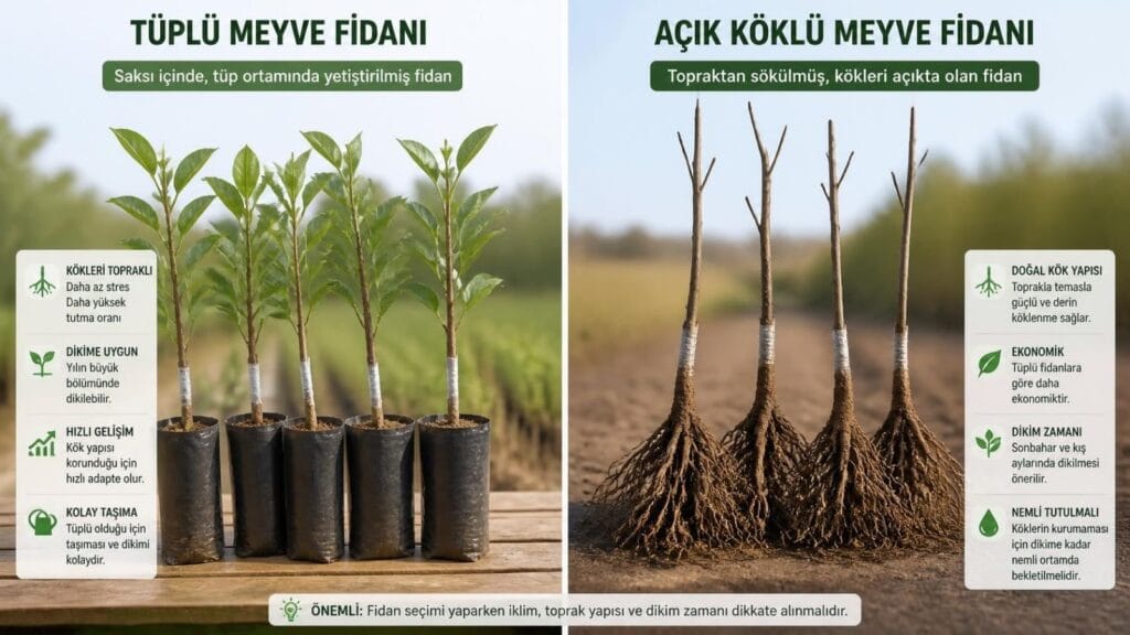 Bahçeye Dikim İçin Tüplü mü Açık Köklü Fidan mı Tercih Edilmeli? Tüplü ve Açık Köklü Meyve Fidanı Arasındaki Farklar